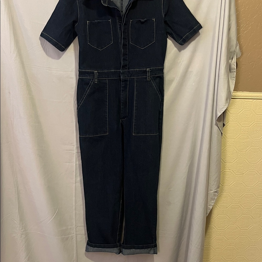 HAODUOYI Women's Dark Blue Denim Jumpsuit